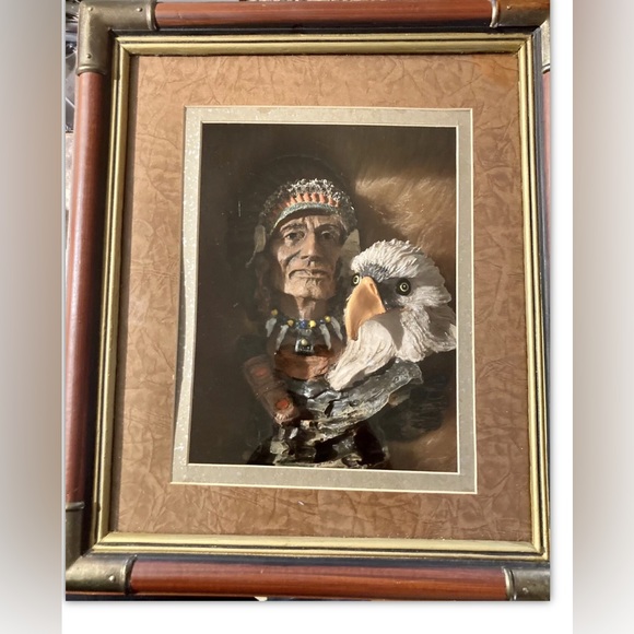 Native America Indian Chief and Eagle Shadow Box - Picture 1 of 12